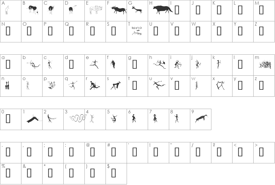 sl rock art font character map preview
