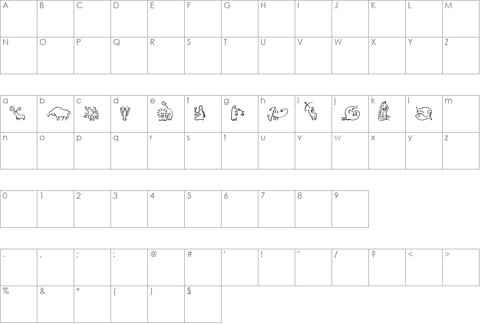 sl zodiac icons font character map preview