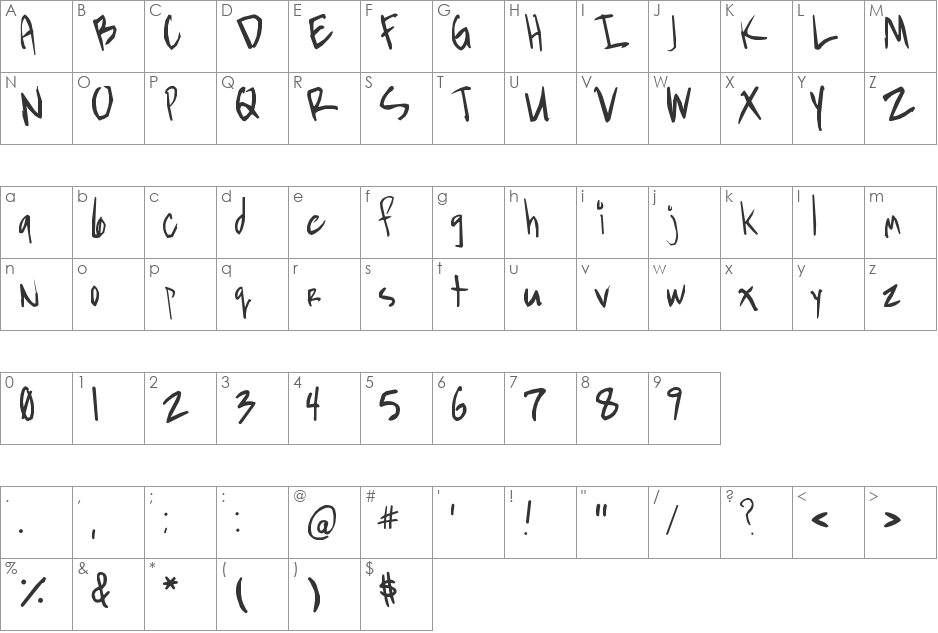 slacker font character map preview