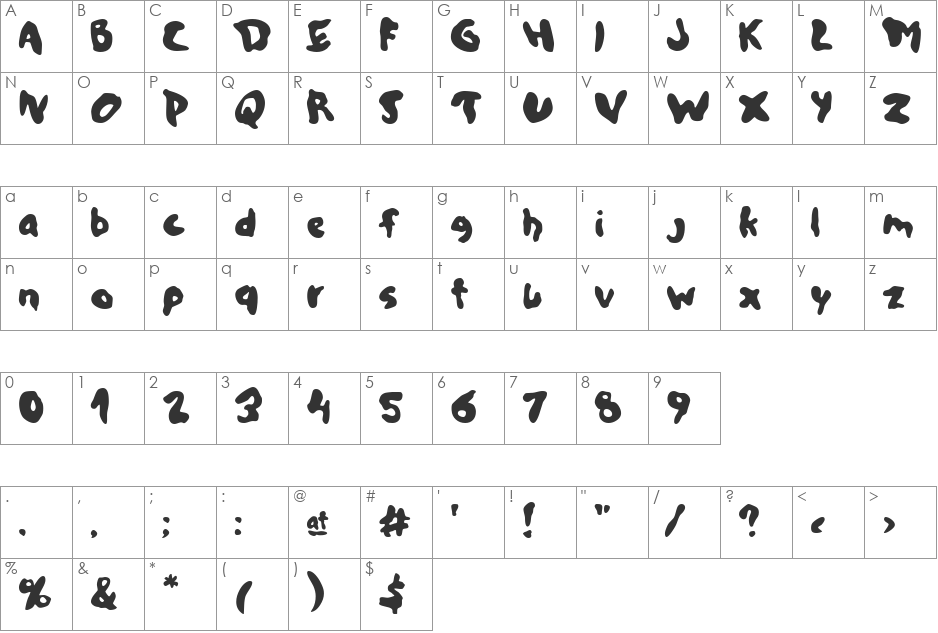 SlackerBookstore font character map preview