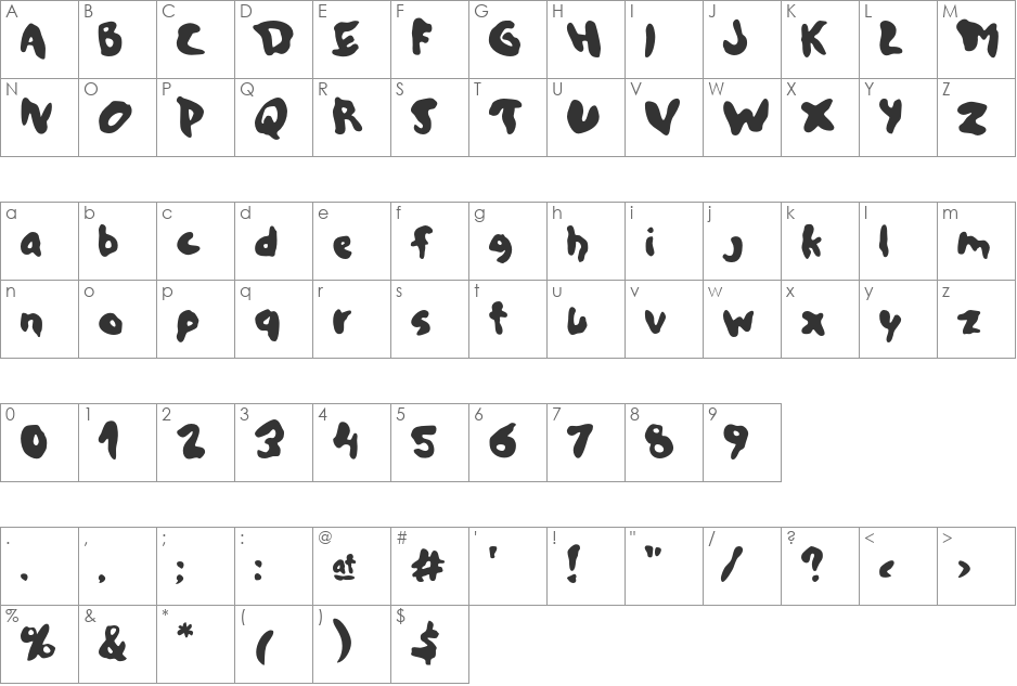 SlackerBookstore font character map preview