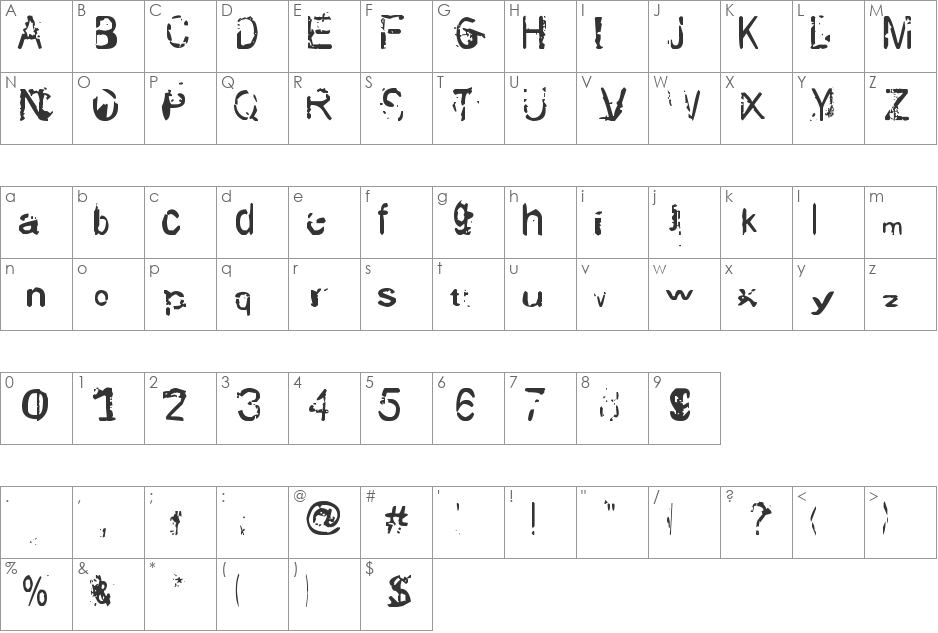 slag font character map preview