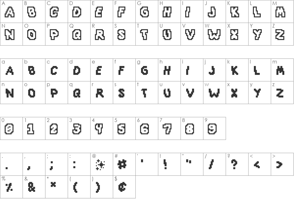 SlapAndCrumblyAl font character map preview
