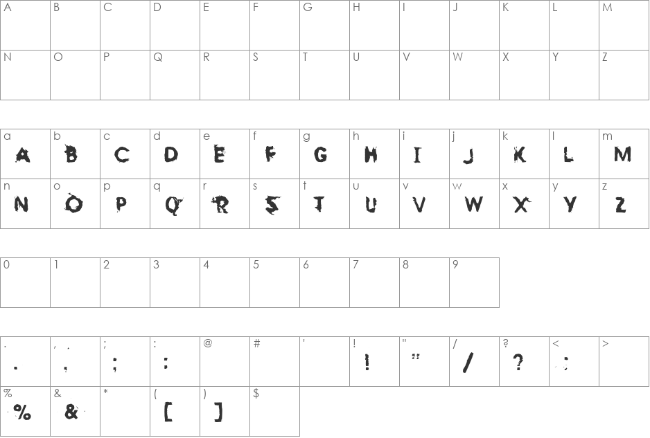 SlapMyBackDtp font character map preview