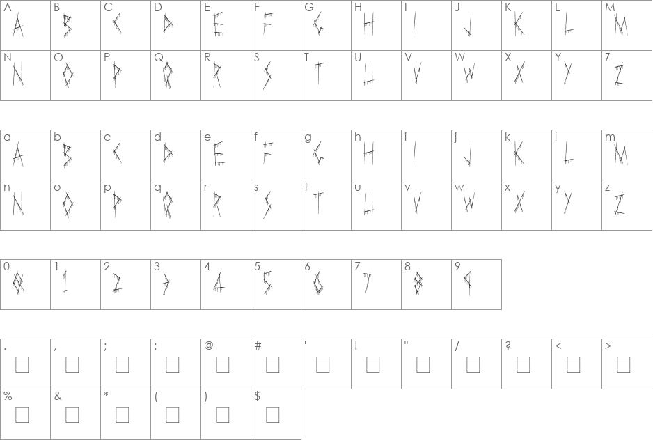 Slasha font character map preview