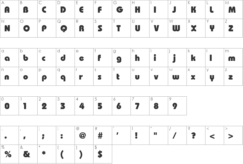 Bauhaus Heavy font character map preview