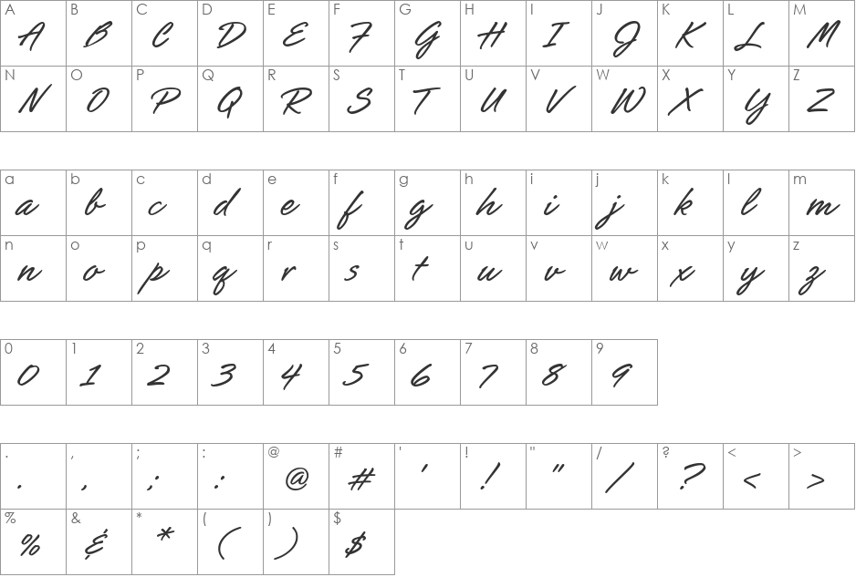 SlashHmkBold font character map preview