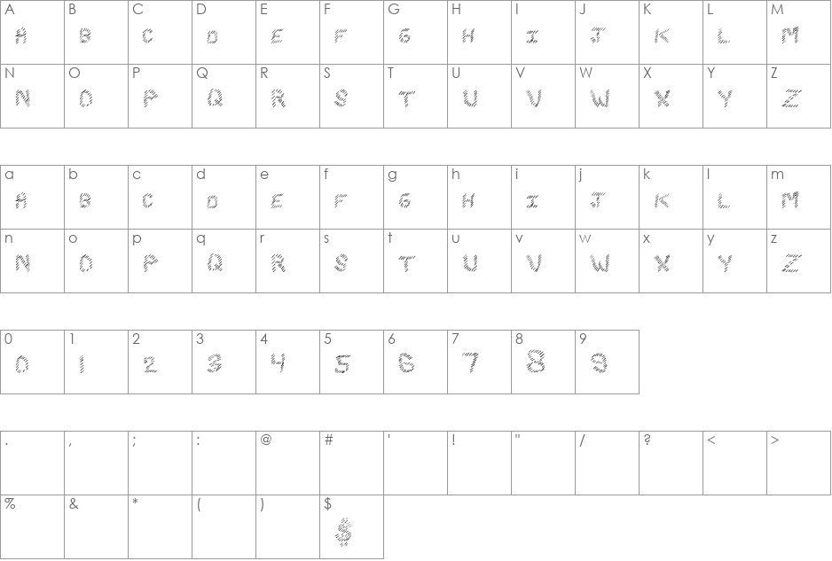 SlashKing font character map preview