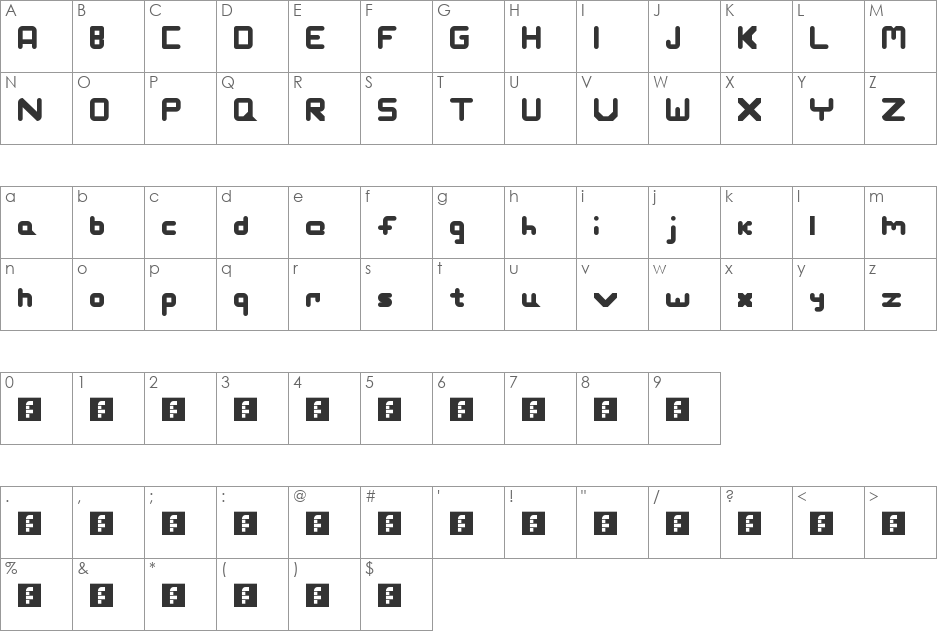 Slashman font character map preview
