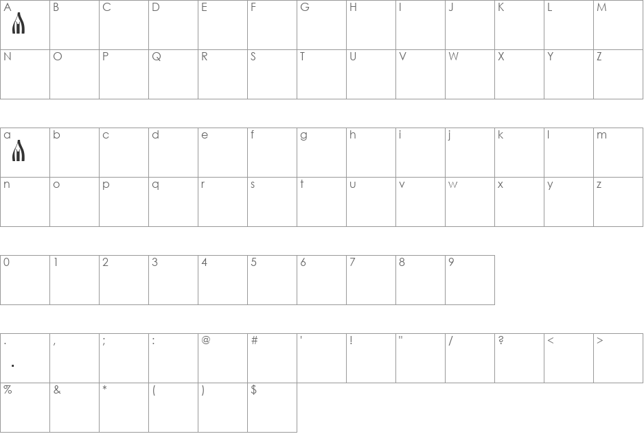 Slavanskay font character map preview
