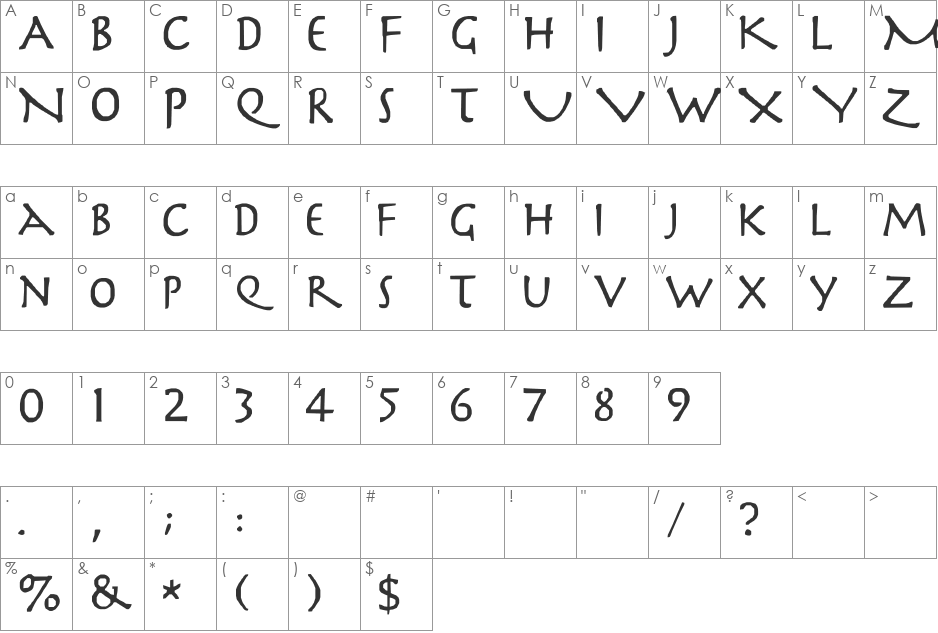 Slayer font character map preview
