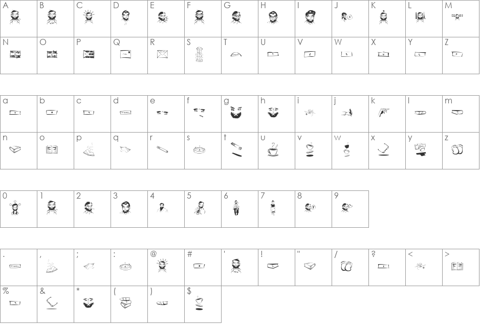 SLCortazar font character map preview