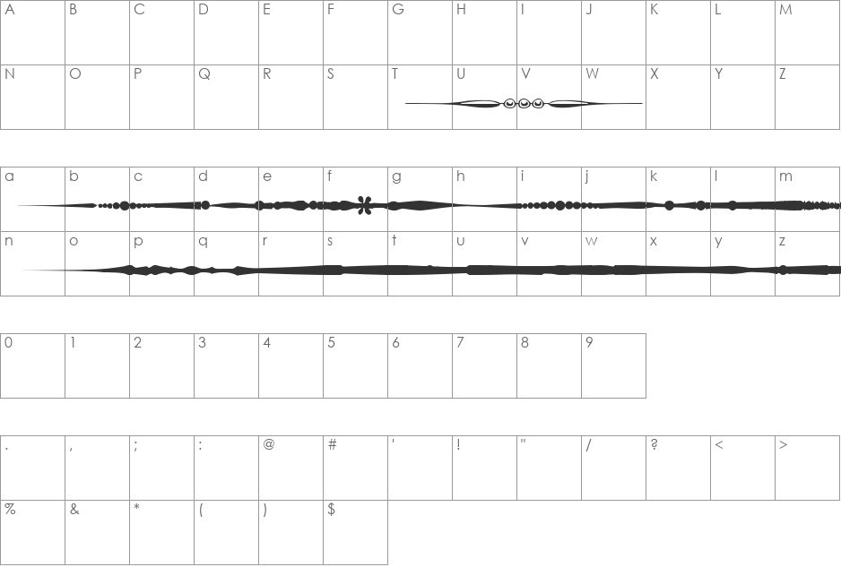 SLDividers font character map preview