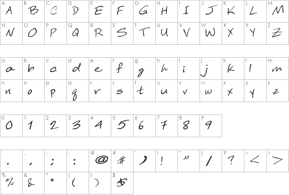 SleepWalkerFinal9 font character map preview