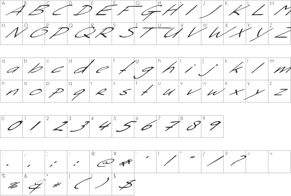 Sleight Of Hand font character map preview