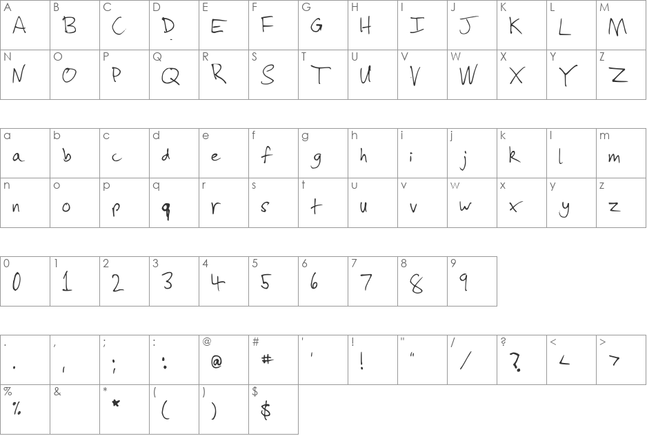 Slevdog 2 font character map preview