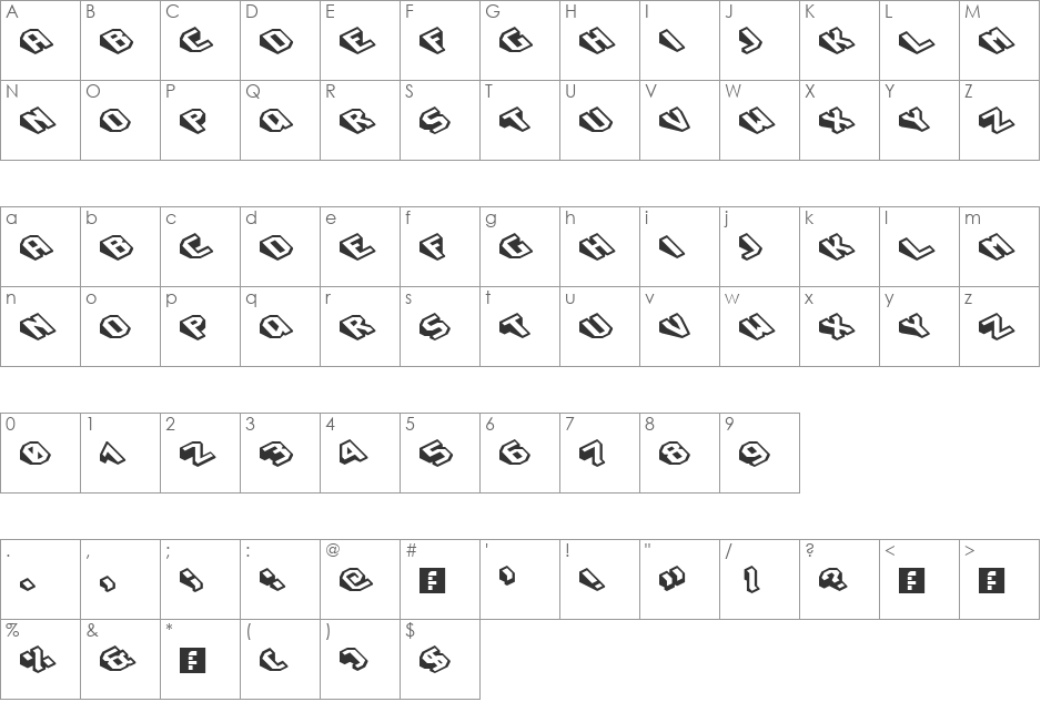 Slice font character map preview