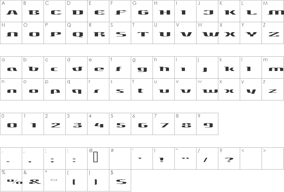 slick font character map preview