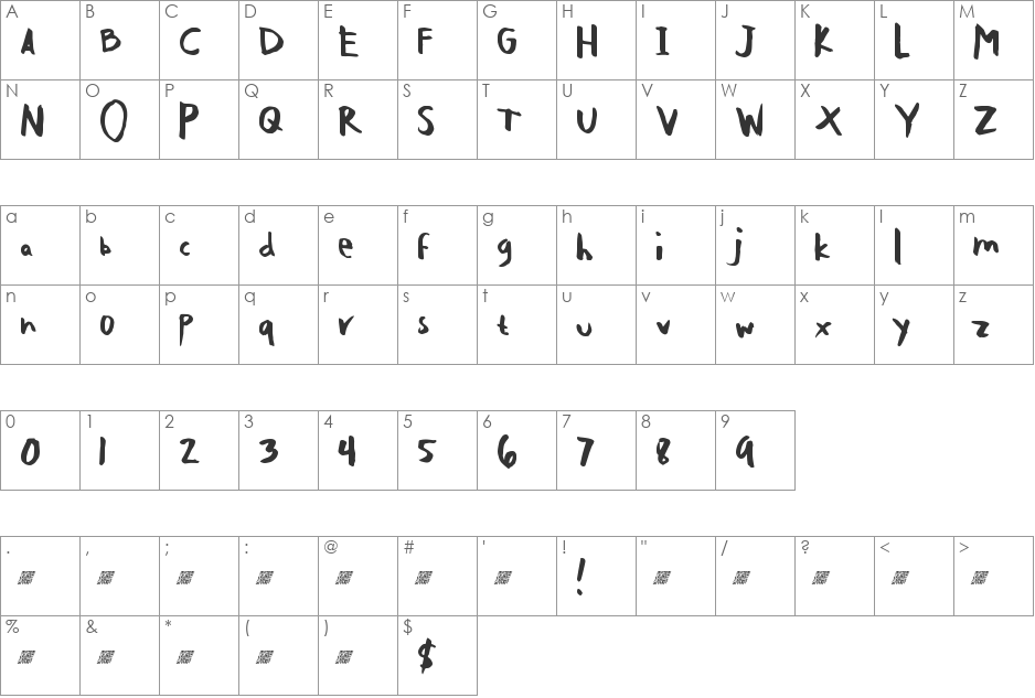 SlickRoadsDT font character map preview