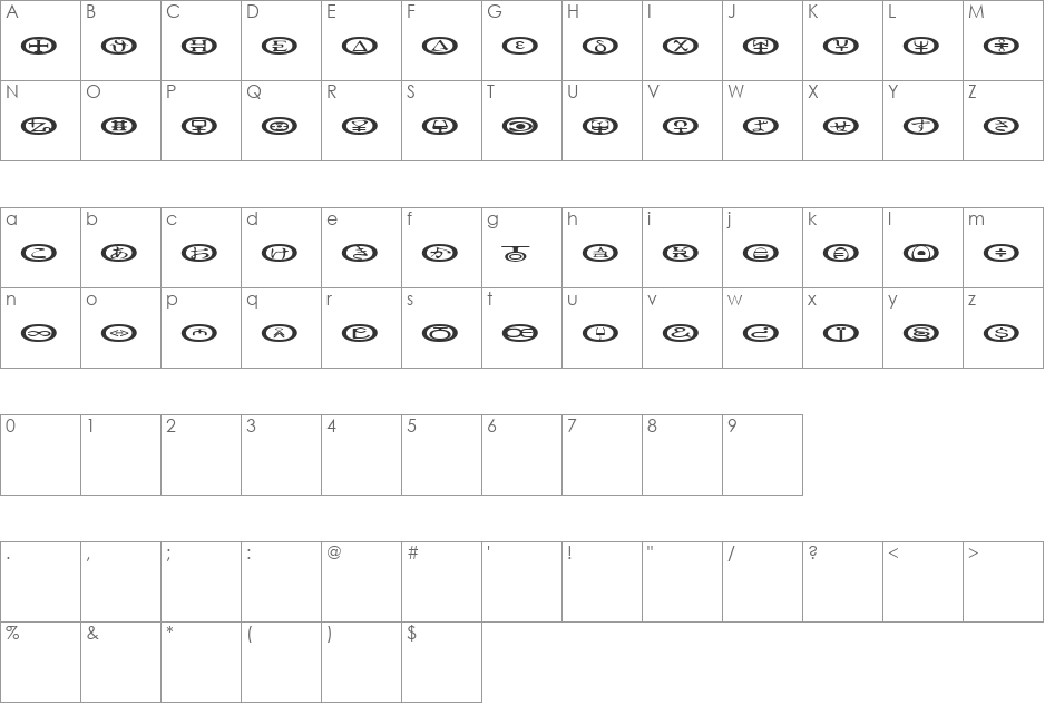 SlideBlastosphere font character map preview