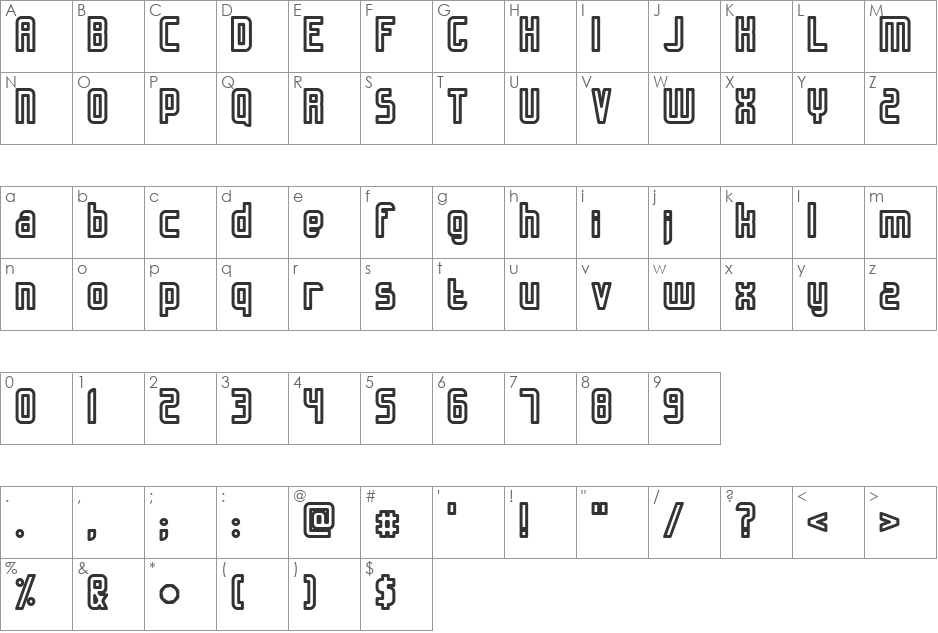 Slidfis saftig font character map preview