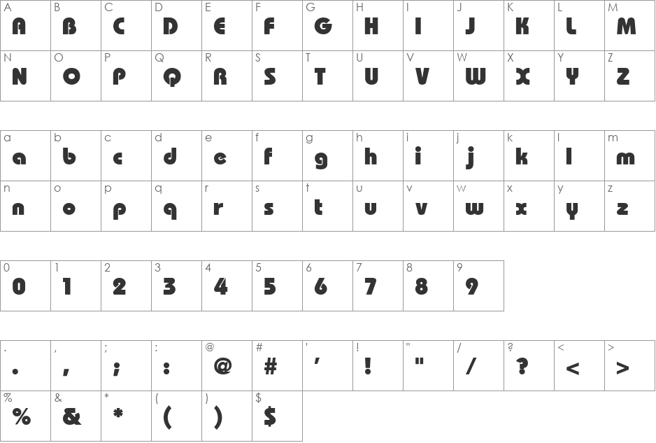 Bauhaus-Heavy font character map preview