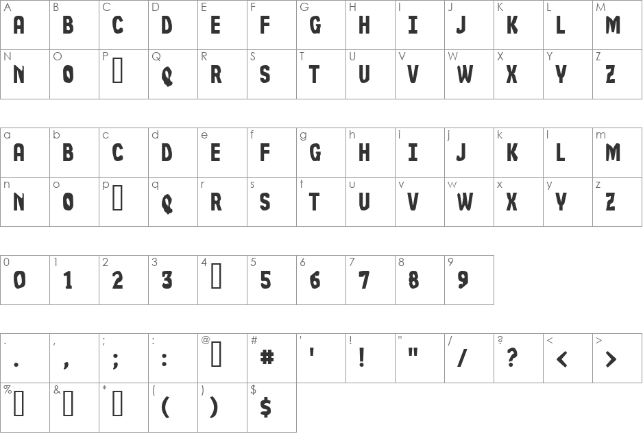 Slim Jim [part one] font character map preview
