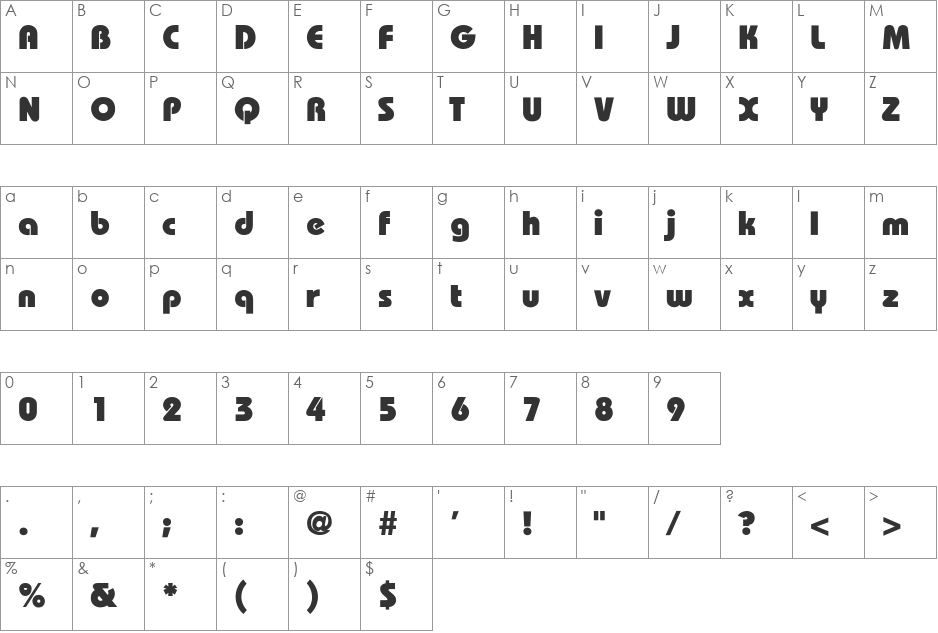 Bauhaus-Heavy-Bold font character map preview