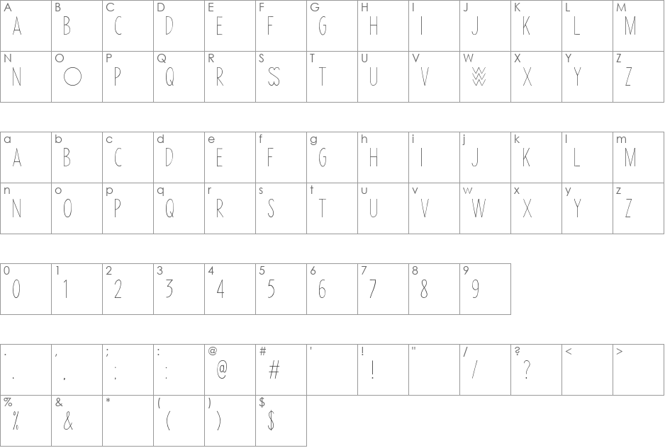 Slimbits font character map preview