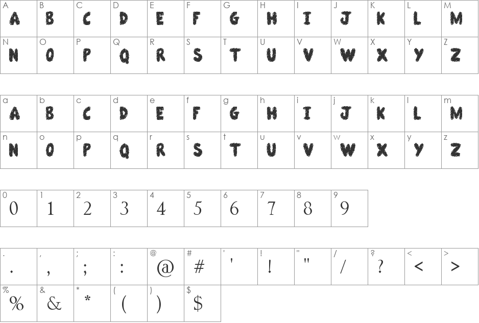 Slimeball font character map preview