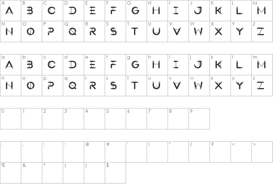 SlingShot font character map preview