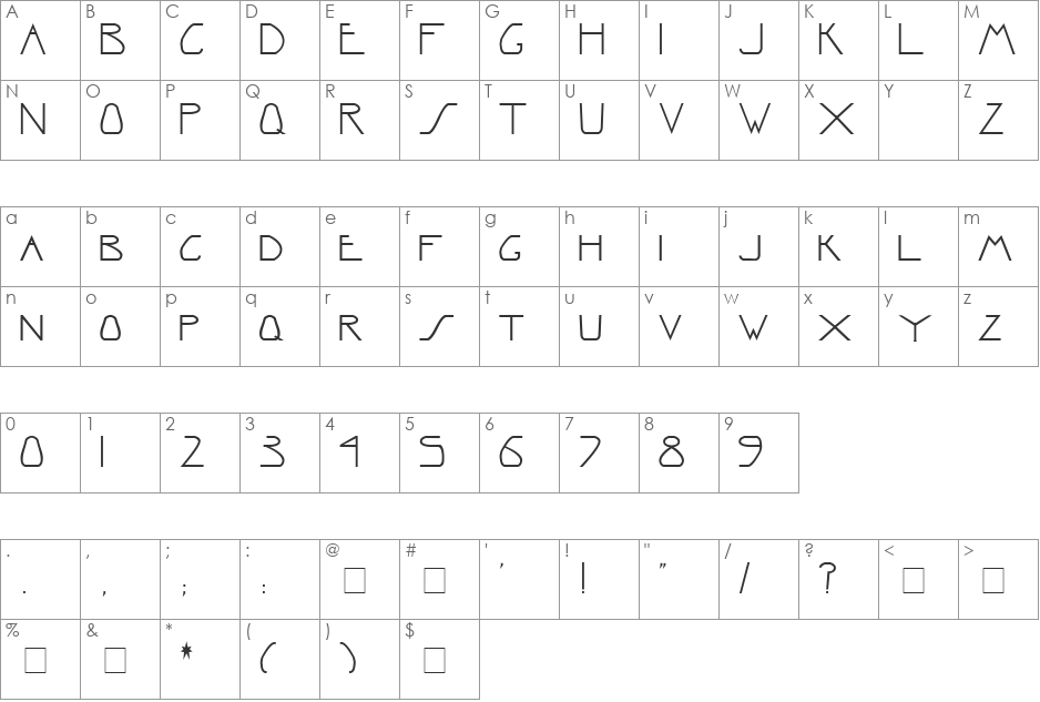Slither font character map preview