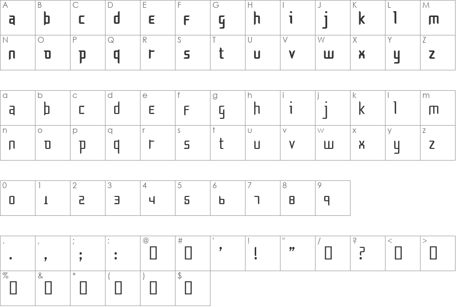 Sliver font character map preview