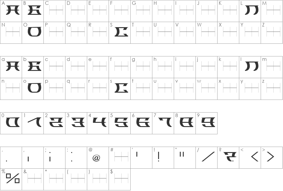 SLOBA_02 font character map preview