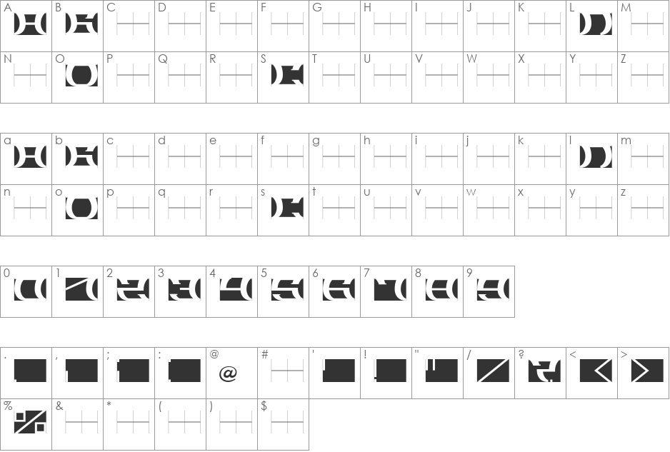 SLOBA_06 font character map preview