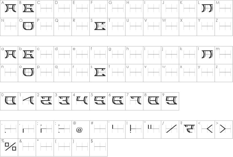 SLOBA_07 font character map preview