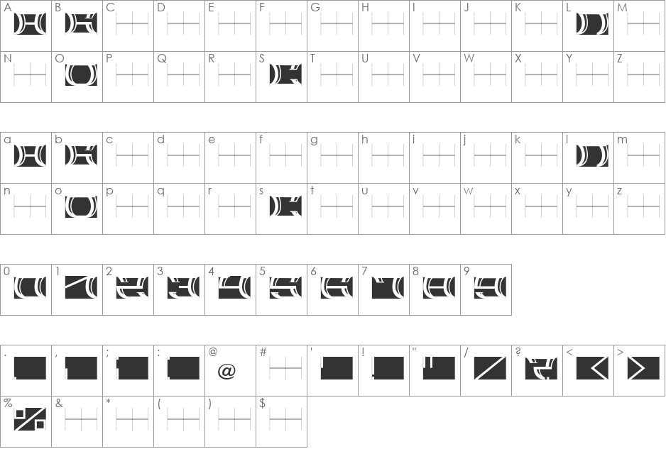 SLOBA_08 font character map preview