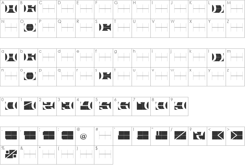 SLOBA_14 font character map preview