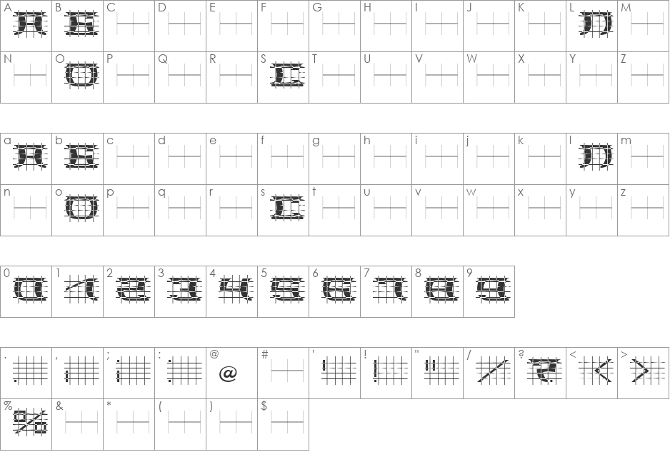 SLOBA_17 font character map preview