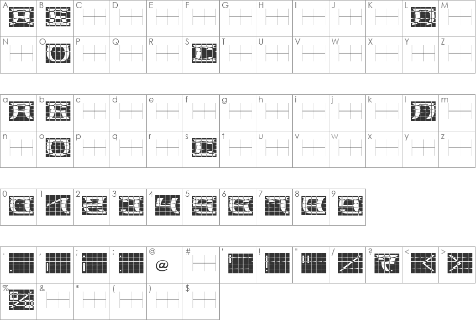 SLOBA_18 font character map preview