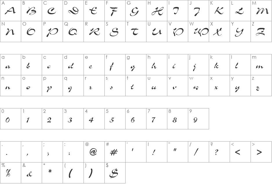 Slogan font character map preview