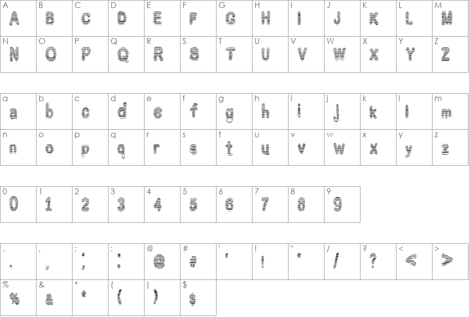 Sloppy Dresser font character map preview