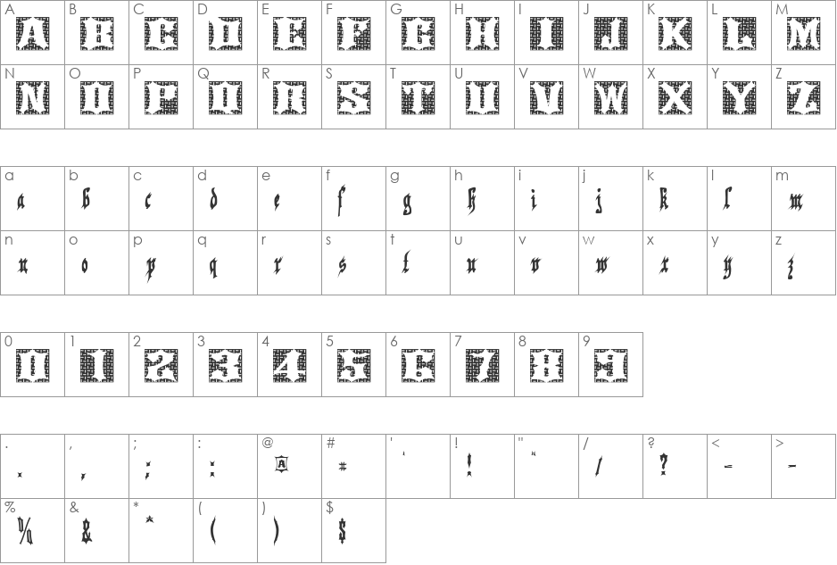 Slosh font character map preview