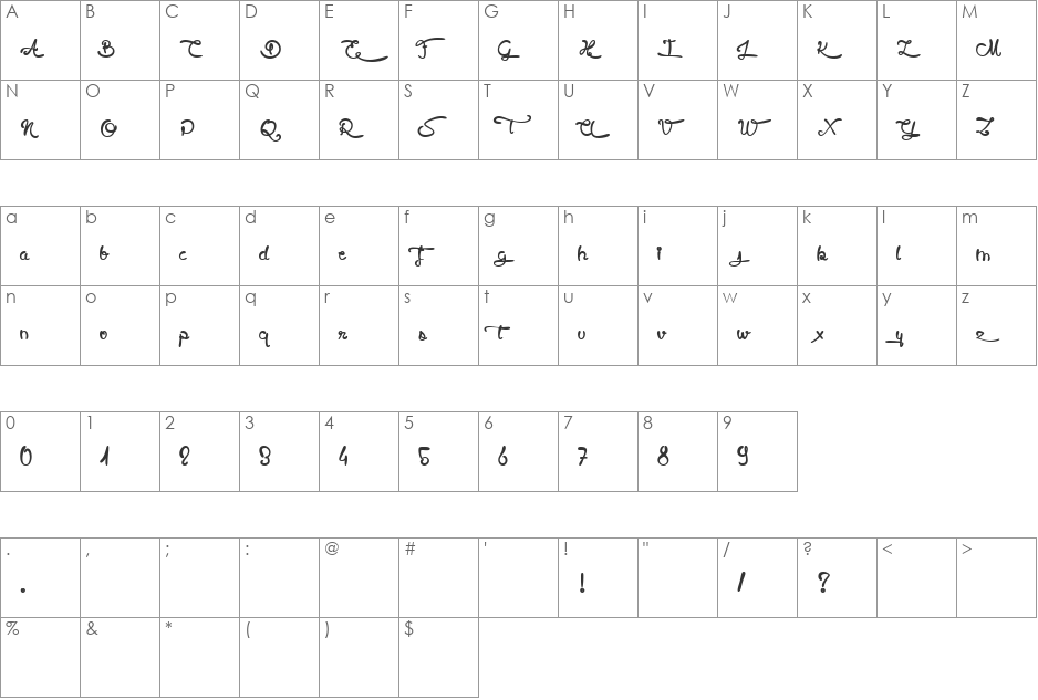 Slow Motion font character map preview