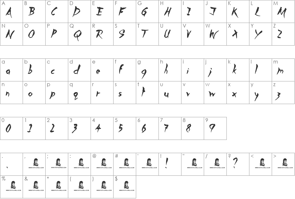 Slowed Down font character map preview