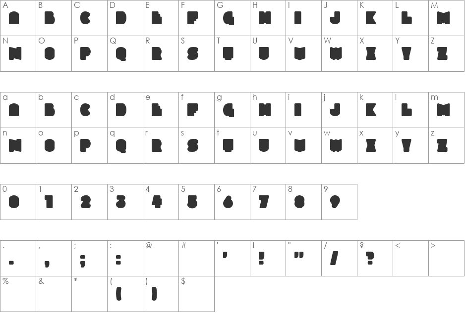 Slukoni font character map preview