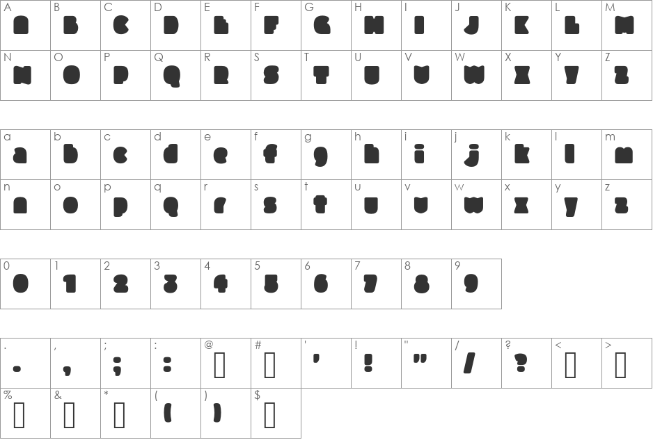 Slukoni Fat font character map preview