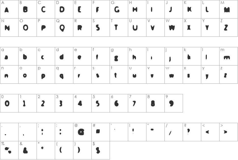 Slushfaux Union font character map preview