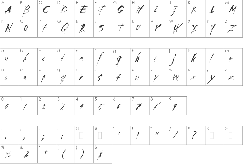 Smack font character map preview