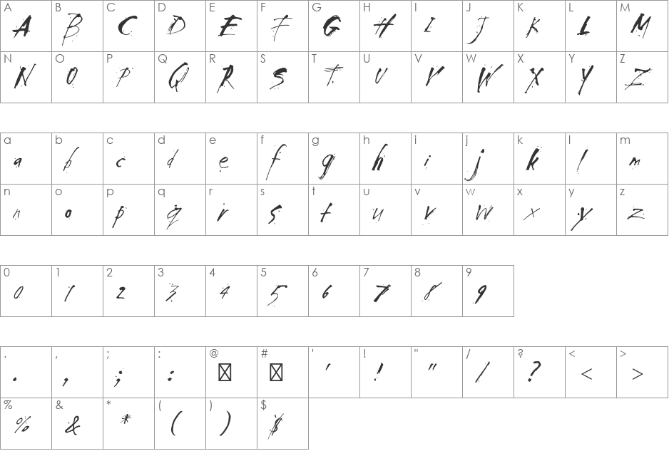 Smack Std font character map preview
